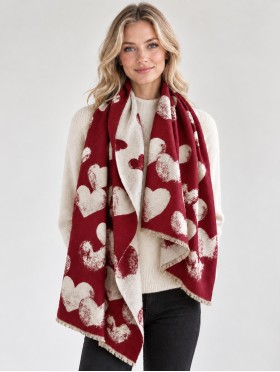 Heart Design Blanket Scarf